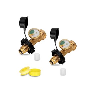 Imagem de Medidor e adaptador universal de tanque de propano para tanques de 45 kg e 9 kg | Conector Pol para Qcc1 de encaixe duplo | Medidor de gás LP com estrutura de latão sólido (indicador de nível de