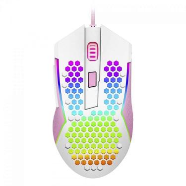 Imagem de Mouse Gamer Redragon Reaping Elite, RGB, 6 Botões Programáveis, 32000 DPI, White/Pink