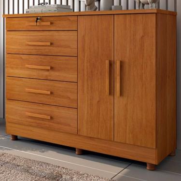 Imagem de Cômoda Firenze 2 Portas 5 Gavetas Cinamomo - Pnr Móveis