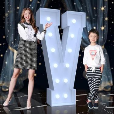 Imagem de Tenda para letreiro de 1,8 m - letras grandes iluminadas com LED branco frio, letreiro de placa de espuma fácil de montar com suporte traseiro para aniversário, casamento, decoração de festa