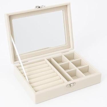 Imagem de Porta Joias Organizador Maleta Camada Dupla Armazenamento para Colares, Brincos e Anéis, Couro Chave de Segurança Inclusa, Joias Seguras e Organizadas (ROSA E SALMÃO) Cores Sortidas PREMIUM