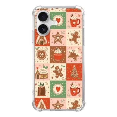 Imagem de BESUC WICH Capa de celular de Natal de biscoito de gengibre para iPhone 16, capa de telefone de cacau de cookies de Natal para iPhone 16, capa protetora de TPU legal