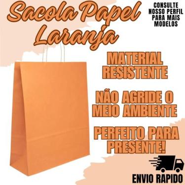 Imagem de Sacola Papel Laranja Lembrancinha Festa Decoraçao Eventos - LELU