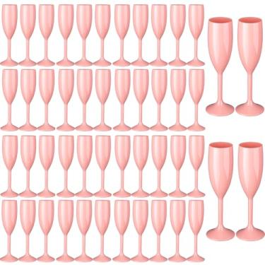 Imagem de Rkyhwowby Taça de acrílico para flauta de champanhe, reutilizável, inquebrável, taças de champanhe para despedida de solteira, casamento, chá de noiva (48, rosa-claro)