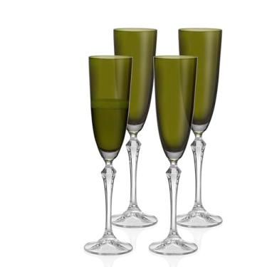 Imagem de Barski Copos de taça de champanhe - Conjunto de 4 - Copo de cor verde com haste transparente - Cada copo tem 200 ml - para Prosecco, vinho espumante, mimosas, coquetéis, casamentos, aniversários