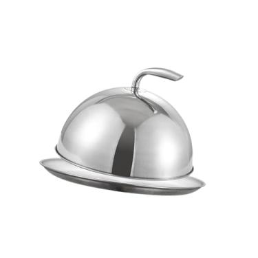 Imagem de Ｂｅｓｇａ Tampa de cúpula para derreter queijo com placa de grelha de aço inoxidável para hambúrgueres, Tampa 19cm Prato 23cm