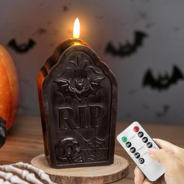 Imagem de SEHNSY Velas de LED de Halloween, sem chamas, alimentadas por bateria, temporizador incluído, perfeitas para casa assombrada e mesa de centro de mesa