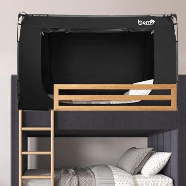 Imagem de BORNA Barraca de cama, cama com dossel e beliche de solteiro, barracas de dormir portáteis para crianças e adultos, espaço de privacidade respirável na cama com três portas (não incluído)