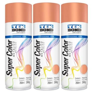 Imagem de Kit 3 Tintas Spray Cobre Rose Metálico Aerossol Tekbond 350ml/250g