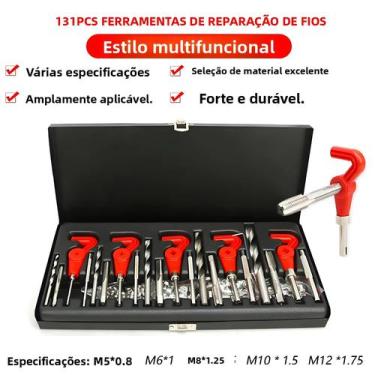 Imagem de Conjunto De 131 Peças De Ferramentas Para Reparo De Rosca M5 M6 M8 M10