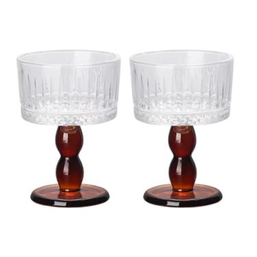 Imagem de Boxonly Taça de vidro âmbar diamante - Vidro retrô sem chumbo feito à mão de 200 ml com design facetado deslumbrante, haste âmbar elegante, ideal para vinho tinto, coquetéis e casamentos