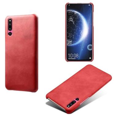 Imagem de Capa para Honor Magic 2,Proteção contra quedas,Casca de volta de cor sólida simples,Design de couro de imitação de plástico-Red