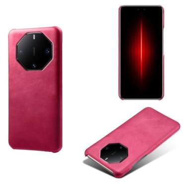 Imagem de Capa para Huawei Mate 60 RS,Proteção contra quedas,Casca de volta de cor sólida simples,Design de couro de imitação de plástico-Rose
