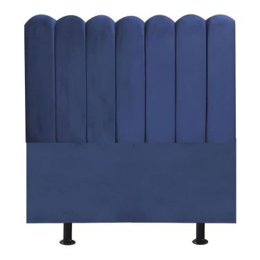 Imagem de Cabeceira Nuvem Cama Casal 140 Cm Alanis Suede Azul Marinho