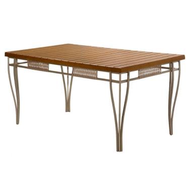 Imagem de Mesa de Jantar 6 Lugares Tampo de Madeira Geane Aço Nobre