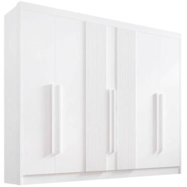 Imagem de Guarda Roupa Athos Ripado Branco 6 Portas 7 Gavetas D?doro