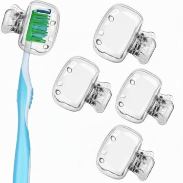 Imagem de Protetor De Escova De Dente Capa Porta Estojo Case Higiênico Viagem Infantil Adulto Antibacteriano BPA Free (4, Incolor)