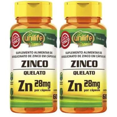 Imagem de KIT C/2 Zinco Quelato Puro 28mg 120 Cáps - Unilife
