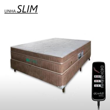 Imagem de Colchão Com Massageador Casal padrão + Base Box ALLMAG, Bege Escuro