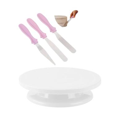 Imagem de Kit Bailarina Para Bolo Giratória Mais 3 Espátulas Inox SilverChef