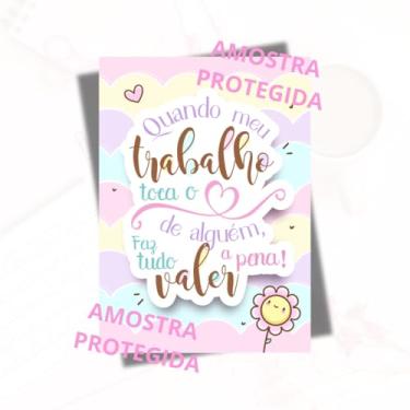 Imagem de 108 Unidades Cartão de Agradecimento para Clientes, 6,5x8,5cm Design Fofo com Mensagem de Trabalho Mimo Tag Papel Glossy 180gr Impressão Frente