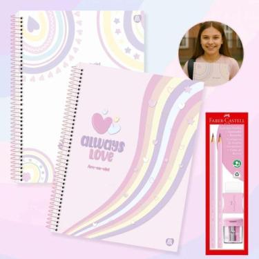 Imagem de Caderno Universitário Tons Pastéis Espiral 1 Matéria Capa Dura Kit 2un