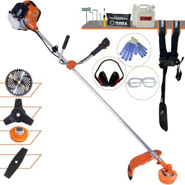 Imagem de Roçadeira Máquina de Corta Grama À Gasolina Terra GR520-XP 2T 52cc 2,5HP 6.500rpm + Lâmina Facão + Lâmina 3 Pontas + Lâmina 40 Dentes + Carretel + EPI