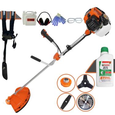 Imagem de Roçadeira Multifuncional Terra GR520XP À Gasolina 52cc 2,5HP 6.500rpm 4 Em 1 Com Carretel de Nylon + Kit 3 Lâminas de Corte + ÓLEO STIHL 8017 2T + EPI