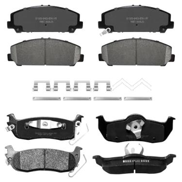 Imagem de YxpBrake Pastilhas de freio de cerâmica dianteiras e traseiras para Nissan Armada 2007-2015 Titan 2008-2015, Infiniti Qx56 2007-2010 com kits de ferragens