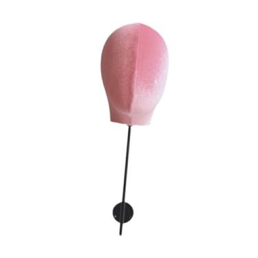 Imagem de KiBcsLic Cabeça de peruca modelo manequim cabeça suporte decorativo salão suporte de parede de peruca de chapéu para bonés acessórios de cabelo touca, Rosa