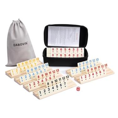 Imagem de DABOVIN Upgraded Rummy Game Set, 6 Players Edition with 6 Tile Holders and 160 Rummi Tiles, Family Classic Board Games for Adults & Kids
