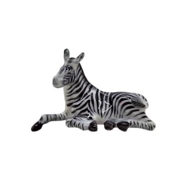 Imagem de WitnyStore Tiny 3" Black White Lying Zebra Figurine - Miniature Hand Made Ceramic Zebras Savanna Africa Wildlife Animals Porcelain Decorative Figures Collectible Figurines for Terrarium Décor Gifts