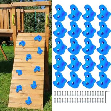 Imagem de KKYOYRE 20 Rock Wall Climbing Holds Extra Large for Kids or Adult,DIY Rock Climbing Grips with Mini Wrench for Indoor Outdoor Playground Play Set(Dark Blue)