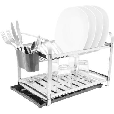 Imagem de Escorredor 16 Pratos Com Bandeja E Porta Talheres Preto