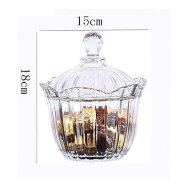 Imagem de Potiche Bomboniere Vidro Tampa Requinte 18X15