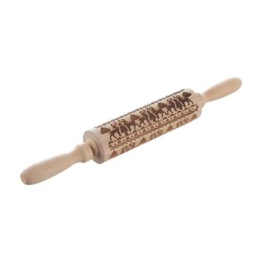 Imagem de Generic Rolo de massa de madeira em, decoração de cozinha, ferramenta faça você mesmo, lindo rolo de massa de Natal para panquecas, waffles, tortas, Luli