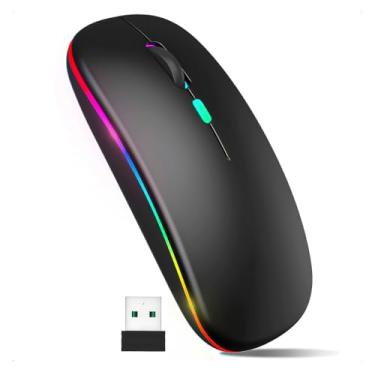 Imagem de Mouse Sem Fio Recarregável - Wireless Bluetooth Notebook Computador Pc Desktop Optico Led Rgb Colorido Ergonômico Usb 2.4 Ghz - Premium