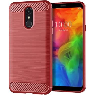 Imagem de Capa Para Case LG Q7 E Q7+ Plus (Tela 5.5) Carbon Fiber Leve Fina Maleável - Vermelho
