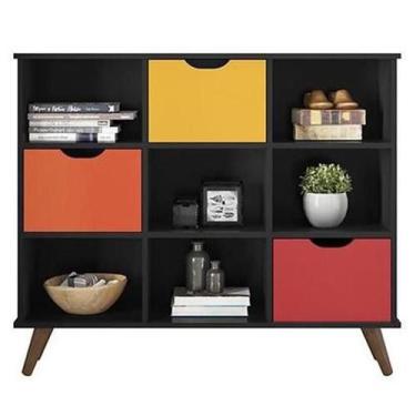 Imagem de Nicho Organizador Retro Preto com 3 Gavetas Coloridas - Qmovi
