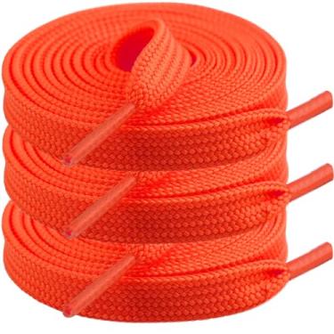 Imagem de Sechunk 3 pares de cadarços planos, cadarços para sapatos, cordões atléticos para tênis, Laranja, 32 Inch (80cm)