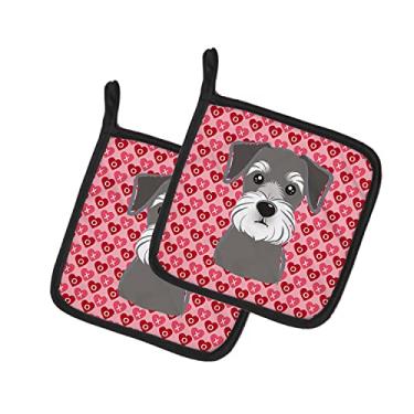 Imagem de Caroline's Treasures BB5276PTHD Schnauzer Hearts Par de suportes de panela, 7,5 HX7,5 W, multicolorido