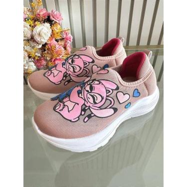 Imagem de Tênis Calce Fácil Infantil Temático Lilo Stitch e Angel - Cor Nude - F