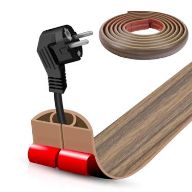 Imagem de Escondedor autoadesivo para cabo de piso, gerenciamento de cabos de 5 m, protetor de faixa de extensão para fios, evita viagens de cabos para escritórios, academias, exposições. Cavidade: 1 cm (L) x