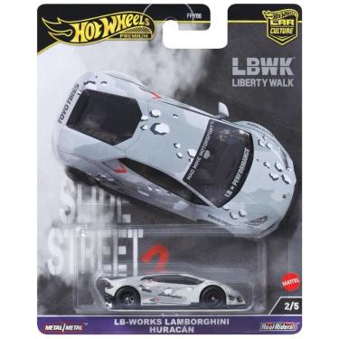 Imagem de Carrinho de Brinquedo Colecionável Hot Wheels Premium Car Culture, Lamborghini Huracan Coupe LBWorks em Escala 1:64, Veículo Slide Street