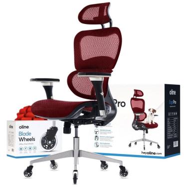 Imagem de Cadeira de Escritório Ergonômica Giratória e Ajustável com Apoio 4D, OLINE ErgoPro, Vermelho