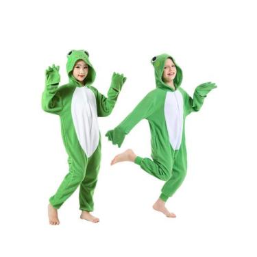 Imagem de Fantasia CANASOUR Animal Onesie Frog Green para crianças de 4 a 12 ano