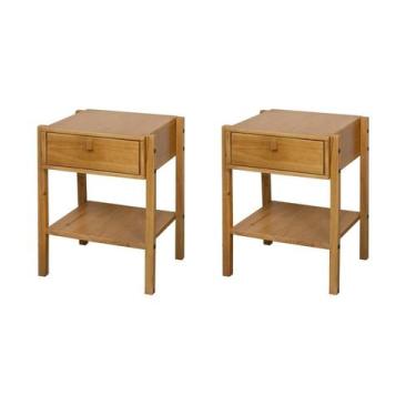 Imagem de Kit 2 Mesas de Cabeceira 1 Gaveta Madeira Maciça Flórida - Gamma Móvei