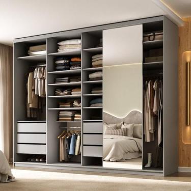 Imagem de Guarda-roupa Closet Casal 100% Mdf Bp 277,7cm com 1 Porta Espelho 6 Ga