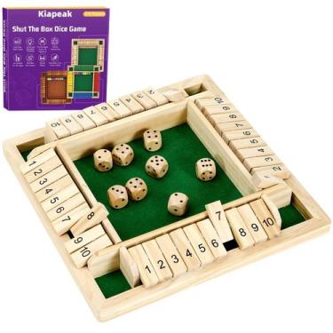 Imagem de Jogo de dados Shut The Box Kiapeak de madeira para 1-4 jogadores