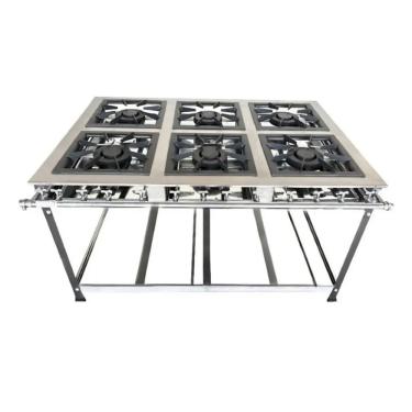 Imagem de Fogão Industrial 6 Bocas Duplas 30x30 P7 em Aço Inox Leona